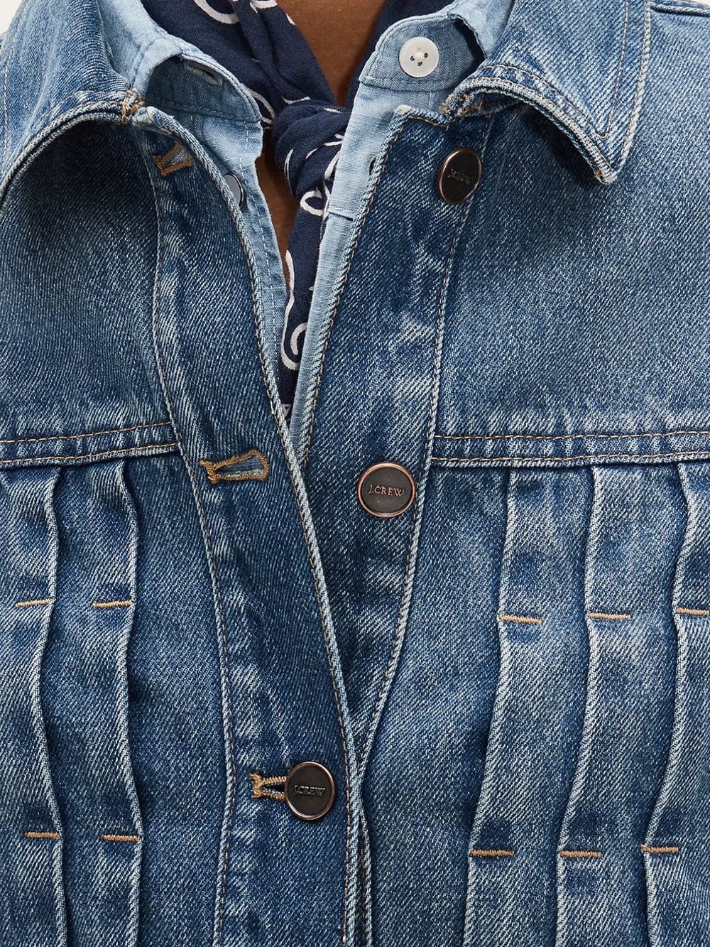 JCrew Cropped Denim Jacket with Pintucks NWT - Picture 5 of 10